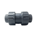 PVC Rückschlagventil industrie mit zwei Verschraubungen - klebemuffe x klebemuffe